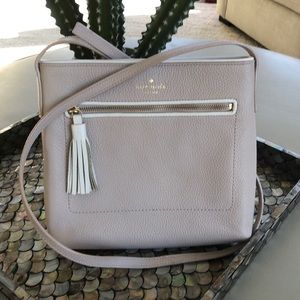 Taupe and cream Kate Spade crossbody purse